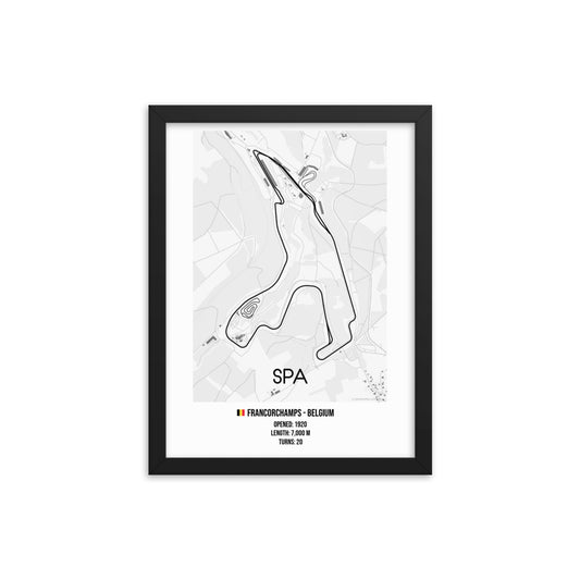 Póster Spa-Francorchamps gris claro con marco